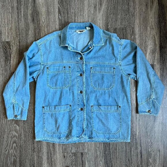 VTG 90S DKNY DENIM CHORE JACKET - Picture 4 of 7